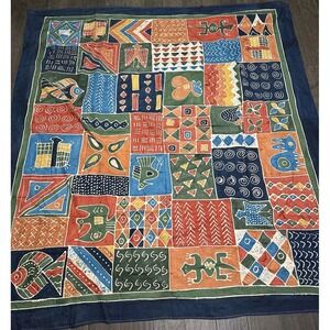 Vintage Hand Dyed Batik Cotton Textile Tribal Tapestry Zimbabwe Africa 99x99"